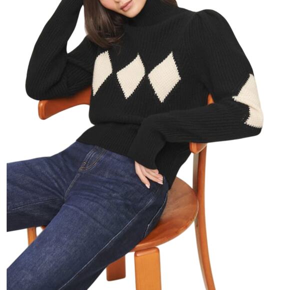 Reformation 'Diamond' Black Cashmere Turtleneck Size S - Picture 1 of 4